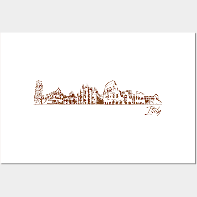 Italy hand drawn skyline Wall Art by SerenityByAlex